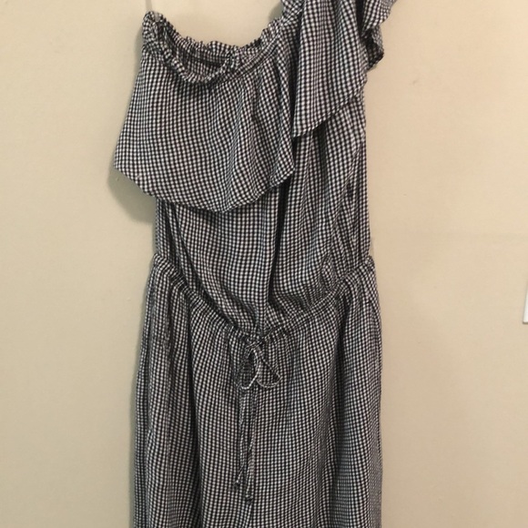 American Eagle Jumpsuit One Shoulder Black White Check SZ S - Picture 1 of 9
